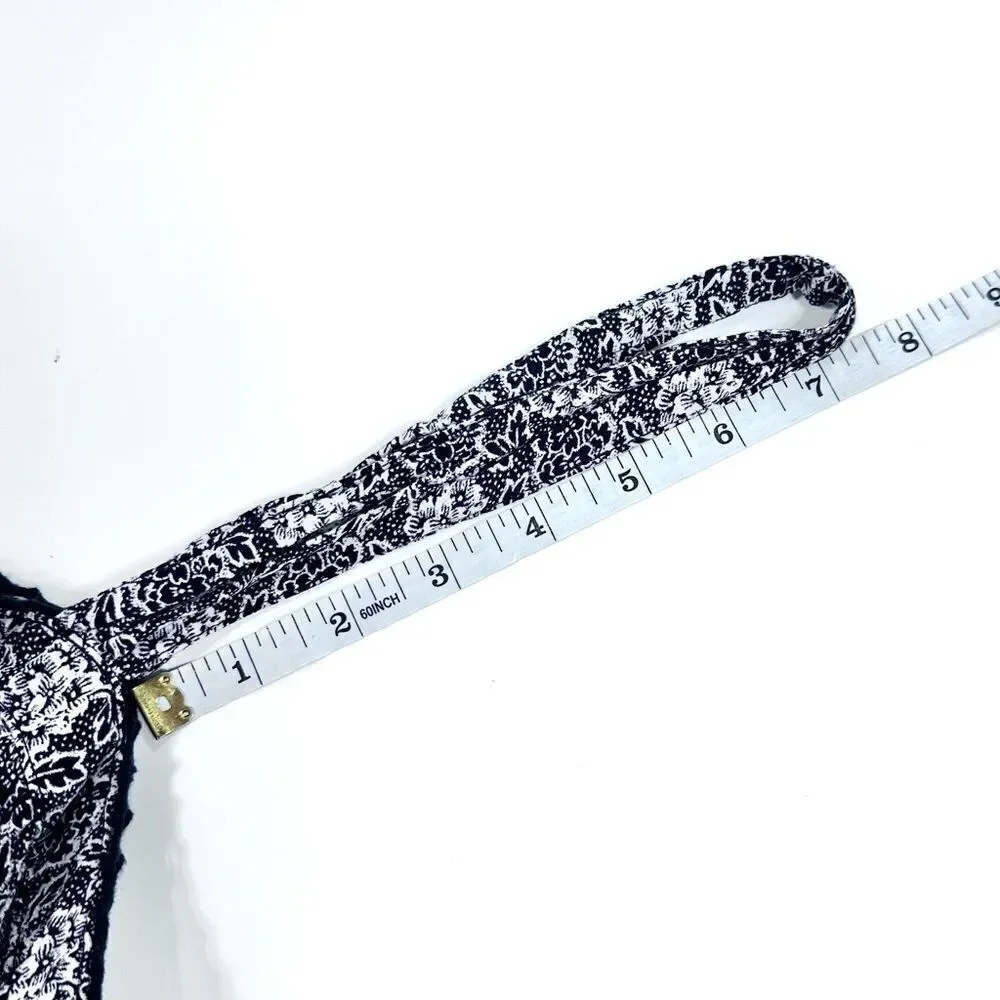 Free people black and white floral bottom front tiered tank top S